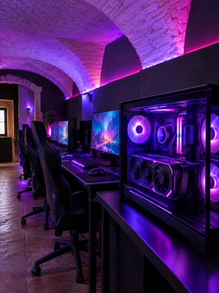 Torre de PC com placa gráfica iluminada